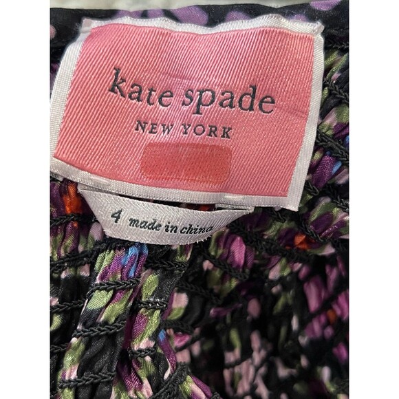 Kate Spade Pacific Petals Floral Smocked Dress Size 4 - Picture 7 of 9
